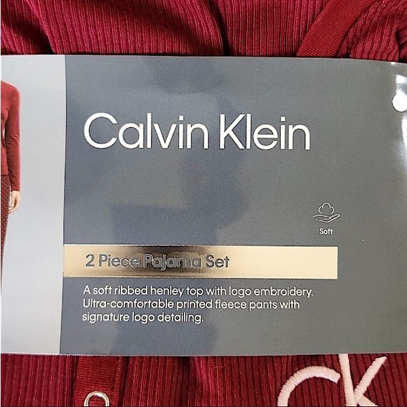 🆕🔥CALVIN KLEIN SUPER CUTE&STYLISH PJ SET/HENLEY LONGSLEEVE TOP&FLEECE PANTSNWT - Picture 4 of 6